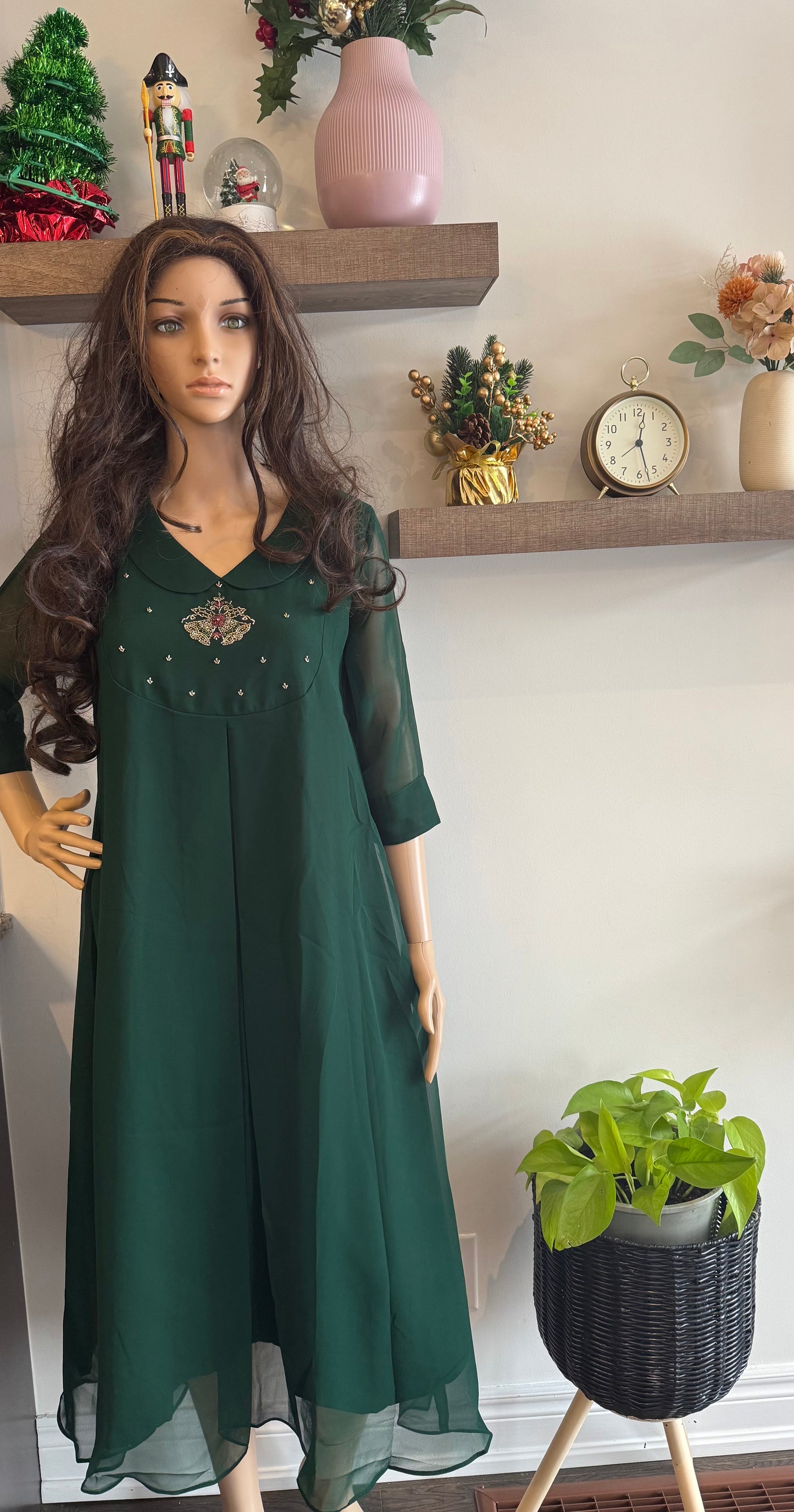 Premium Georgette Dark Green kurti
